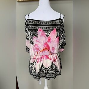Floral Black and Pink Women's Top